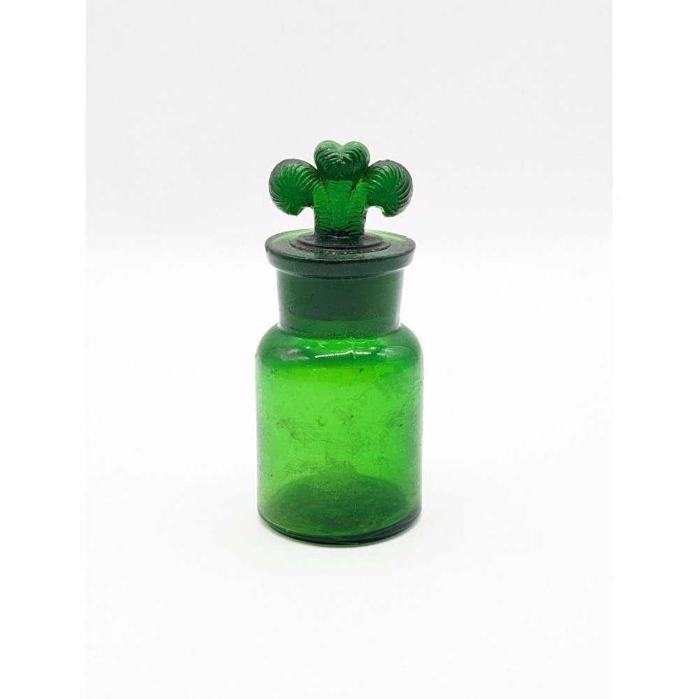 Antique Ricksecker Glass Smelling Salts Bottle 3.5" Plume Stopper Apothecary
